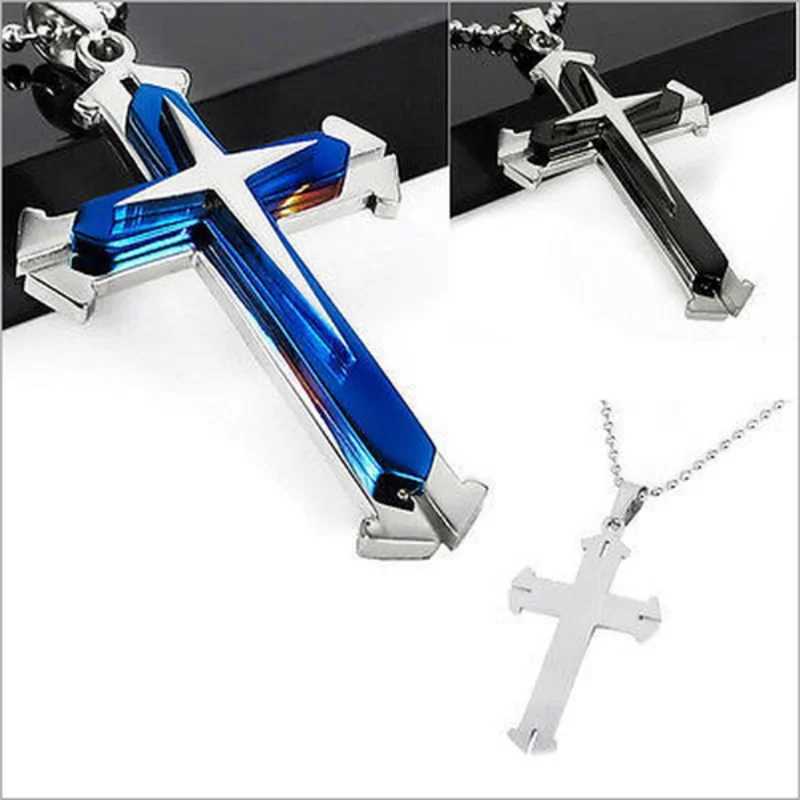 Fashion Men Cross Necklace Religious Belief Jesus Cross Amulet Pendant Hip Hop Necklaces for Men Cross Jewelry Anniversary GiftXJ250219