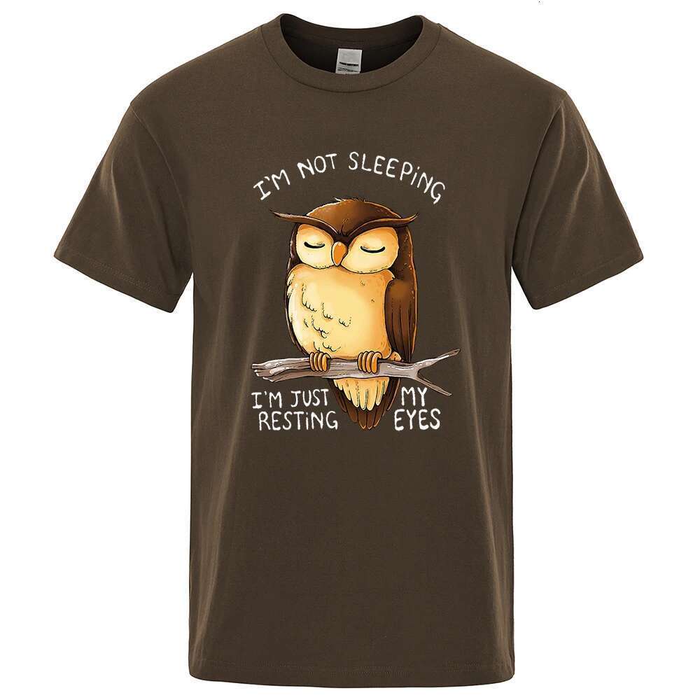 I'm just repairing my eyes. Owl cartoon printed men's streetwear, breathable oversized T-shirt, brand top, cotton casual T-shirt