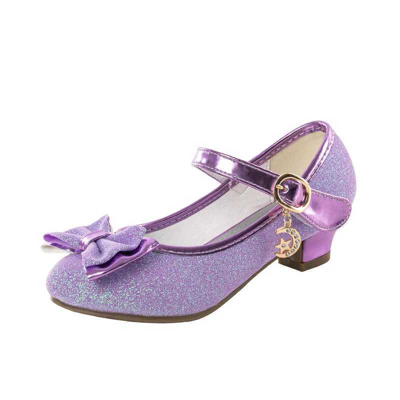 Girls Sandals Rhinestone Butterfly Latin Kids Shoes Children High Heel Princess Shoes Glitter Leather Party Dress Wedding X250220