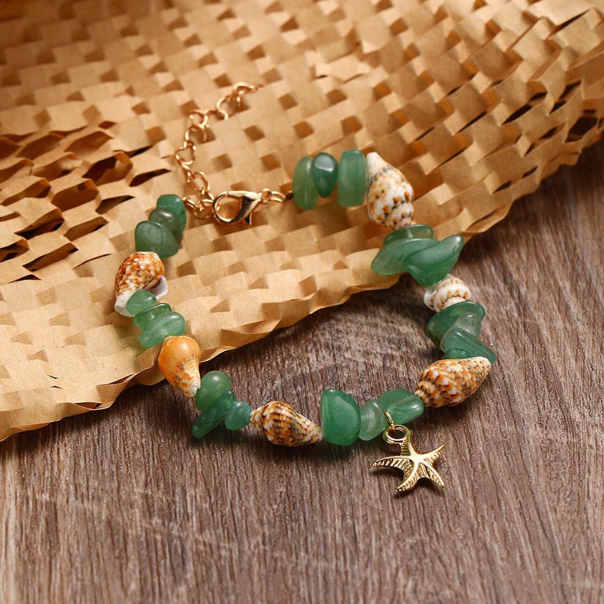 Charm Bracelets Popular Accessories Conch Rice Bead Turquoise Bracelet Beach Starfish Pendant Shell Crystal Bead Bracelet H25220
