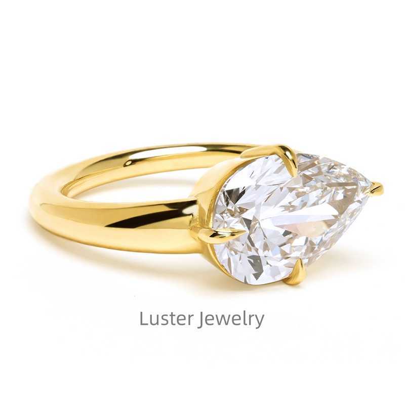 Luster Jewellery Oval Moissanite Open Ring 925 Sterling Silver 14k Gold Ring for Women