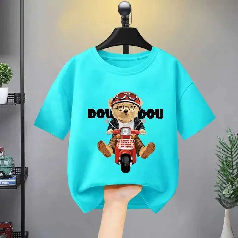 T-shirts Boys and Girls 100% Cotton T-Shirts Summer Baby Sports Cartoon T-Shirts Fashion Printed Cool Bear Crew Childrens Clothing H250220