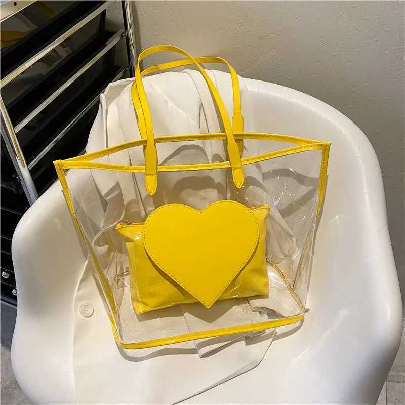 2023 New Fashion Bag Fashion Laser Jelly Bag Shoulder Bag Casual Street Large Capacity Transparent Love Handbag for Women Design Z250219