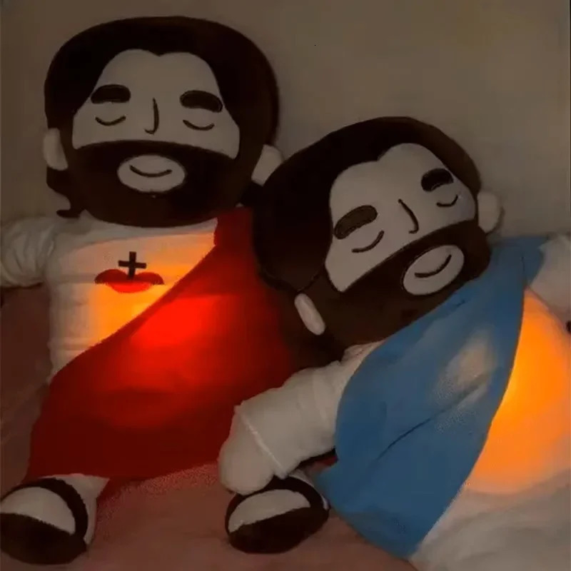 40CM Breathing Jesus Soothe Plush Toy for Kids Soft Soothing Jesus Plushies Comforting Jesus Heart Toy Easter Christmas Gifts 250220