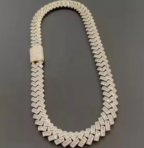 Men's Jewelry Hip Hop Pure Sier Laboratory Vvs Moissanite Cuban Chain