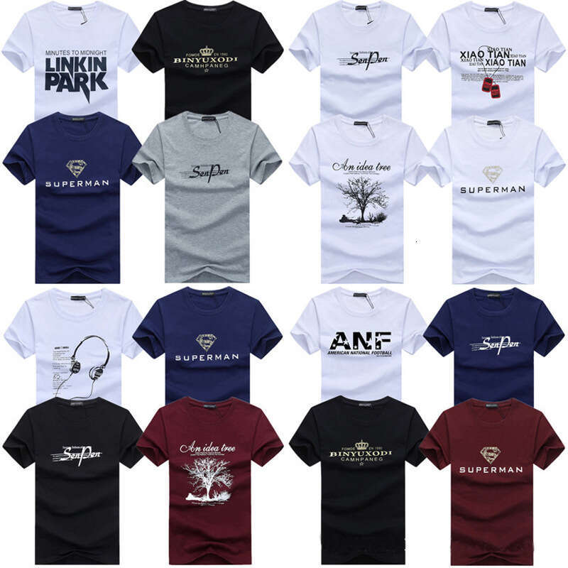 Men's short 2025 new summer thick cotton round neck half sleeved men's base T-shirt