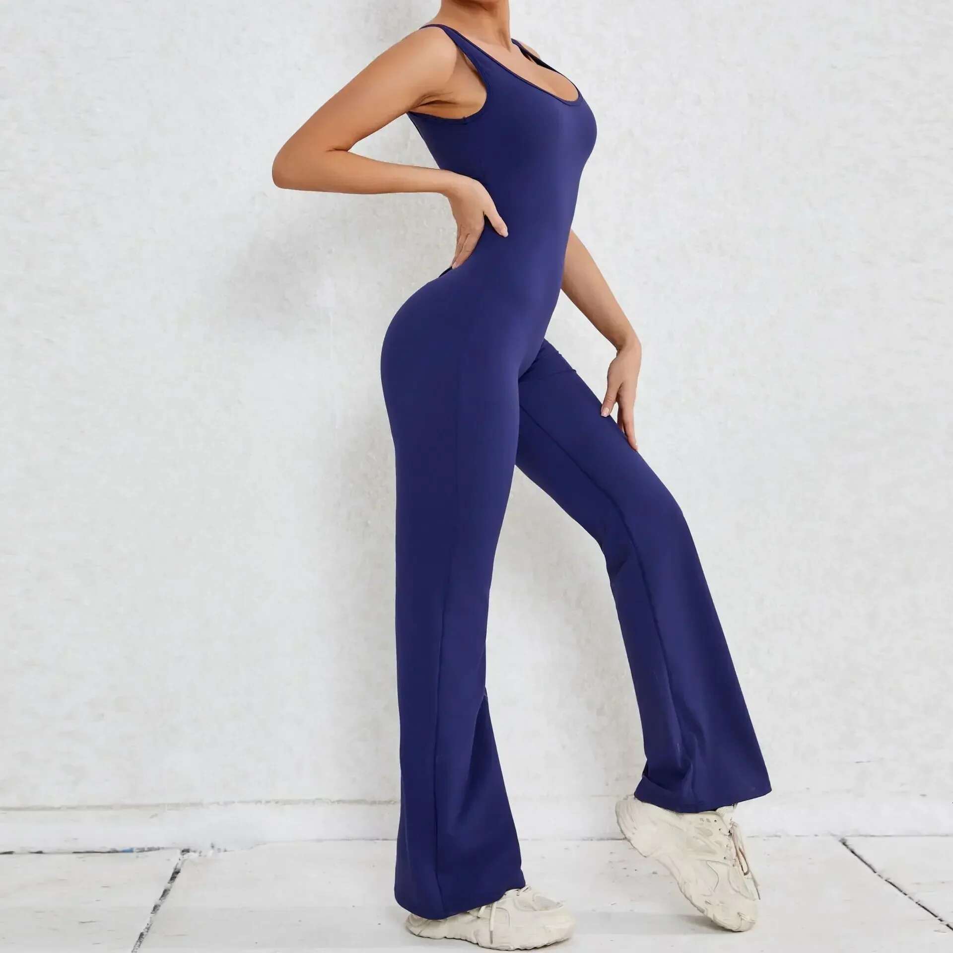 Seamless Yoga Jumpsuits Sports Fiess Hollow-Out Beauty Back Hip-Lifting One-Piece Exercise Workout Gym Tracksuit For Women