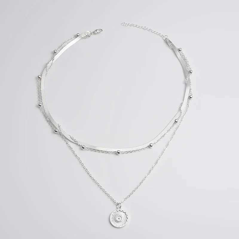 925 Sterling Silver Three-Layer Round Necklace Simple Snake Chain Charm Ball Chain Party Wedding Gift Womens Exquisite JewelryXJ250219