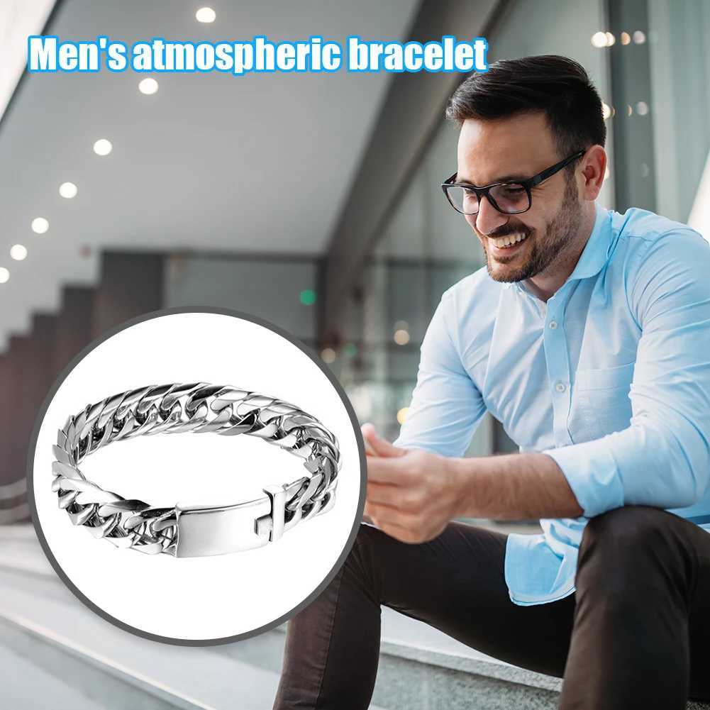 Alloy Link Bracelet Streetwear Jewelry Fashion Men Bikers Bracelet with Buckle Solid Color for Gift for Party Wedding TravelXJ250219