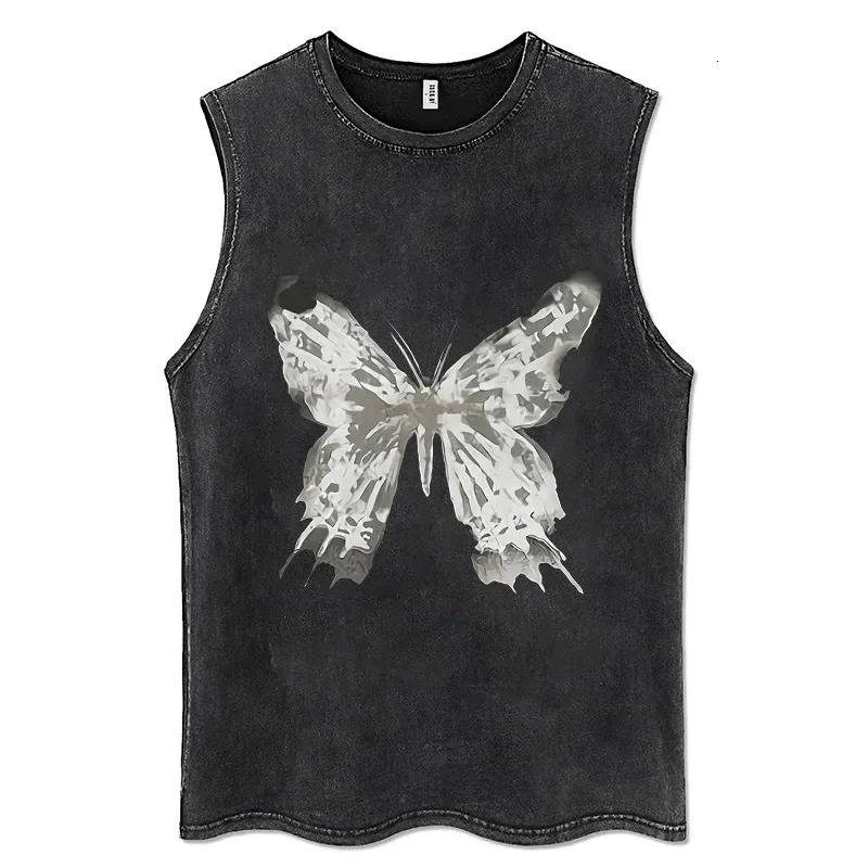 Mens Vintage Leisure Tank Tops Summer Sleeveless T-Shirts For Men Washed Vest Streetwear Oversized Vest Tees Clothing 250219