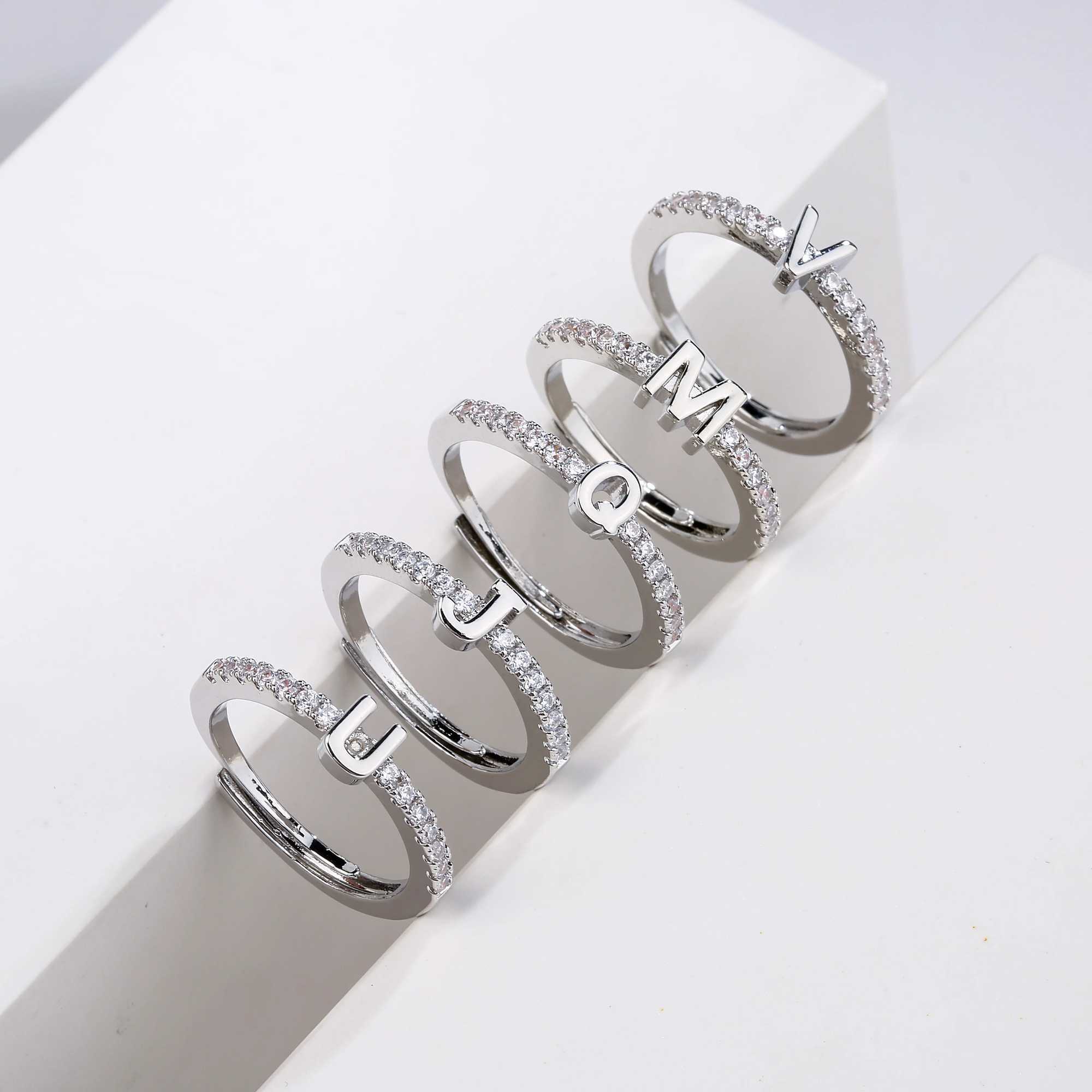 HECHENGFashion Initials Letter Ring Wen Classic Simple Opening Finger Ring For Wen Party Jewelry Gift s X250220