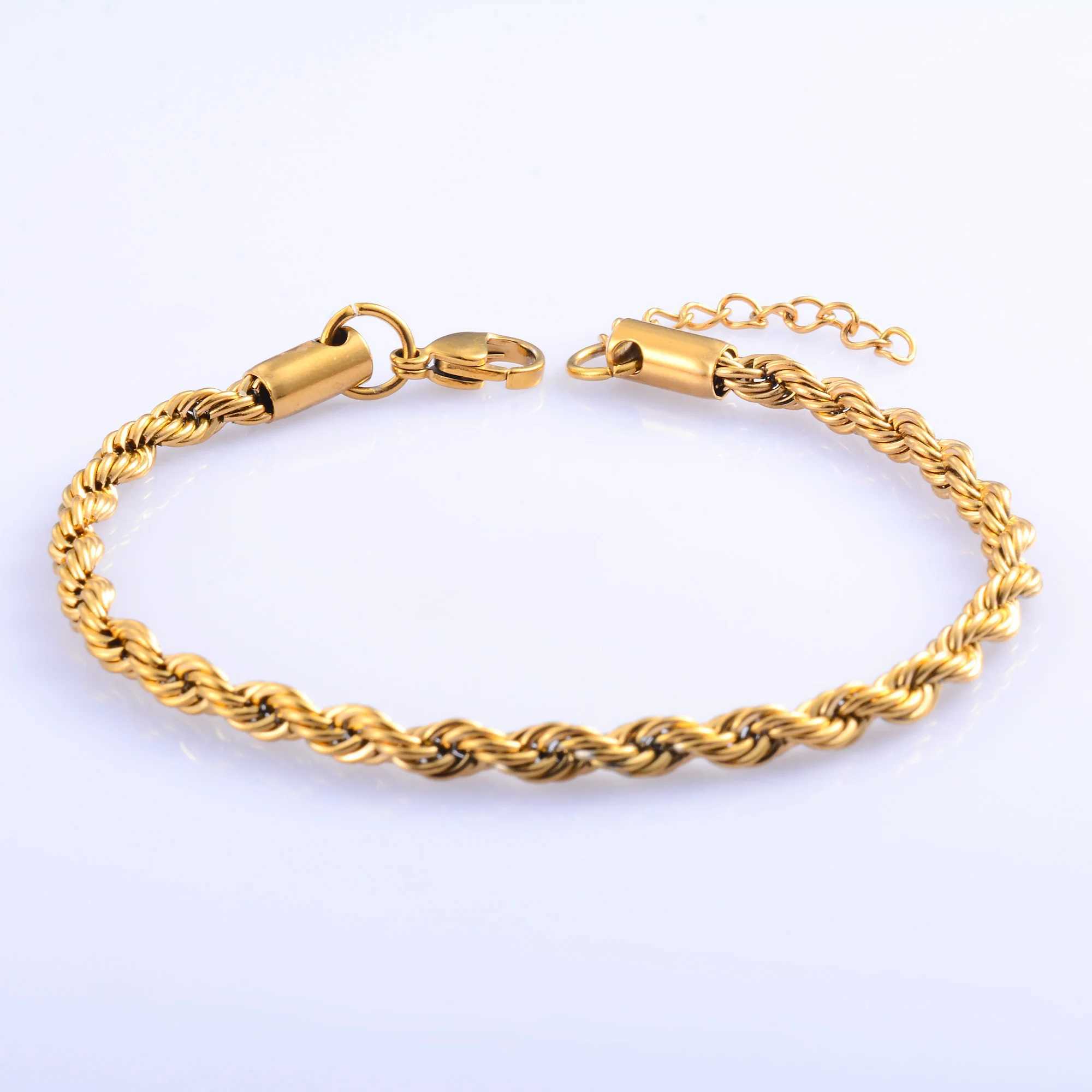 Men Rope Chain Bracelet for Women Stainl Steel Bangle Gold/Silver Color Ankle Anklet Gift Jewelry Accories with ExtensionXJ250219
