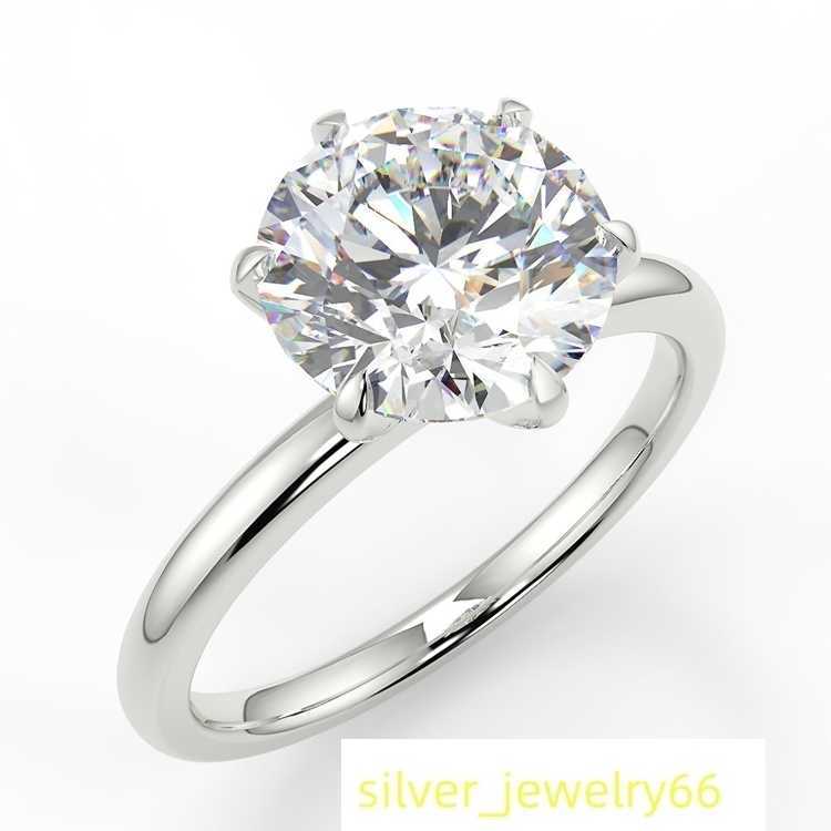 VVS Moissanite Diamond 6 Prong 18K Pure Yellow Gold Wedding and Engagement Rings