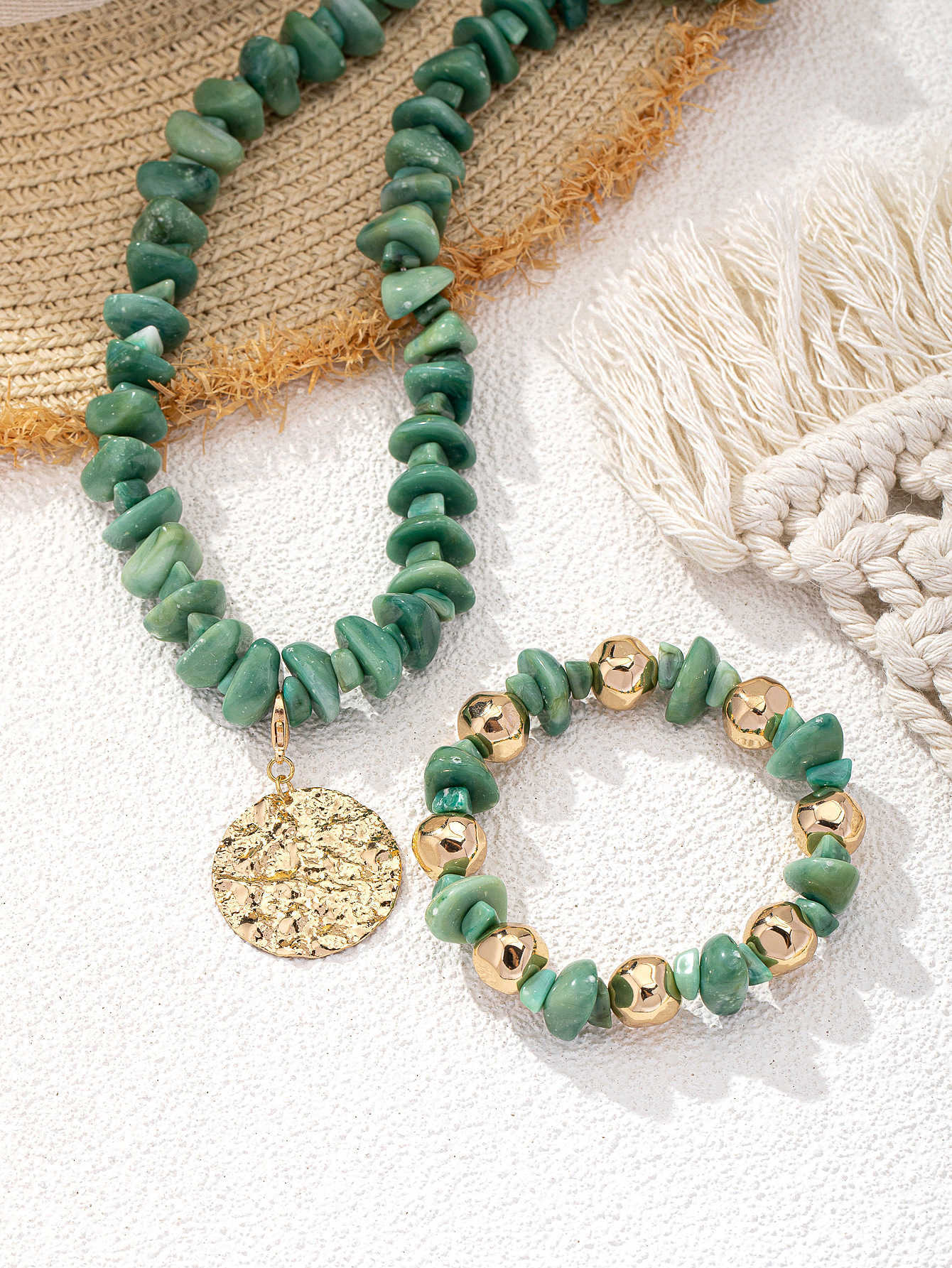 Charm Bracelets Bohemian Funko Cute Turquoise Acrylic Jewelry Set Necklace and Earrings Qingdao Jewelry H25220