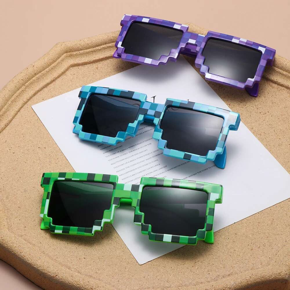 Ddmyshoesvip Kids Sunglasses Funny Sun Cosplay Action Game Toy Square Glasses Pixel Mosaic Thug Life Eyewear Children S Gift