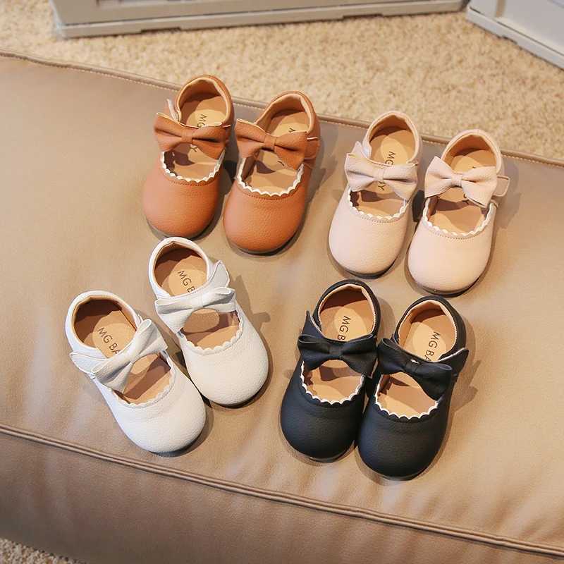 Girls Mary Janes Bowknot Ruffles Four Color Soft Pu Leather Kids Princess Shoes Shallow Lovely Light Autumn Children Shoe 21-30 X250220