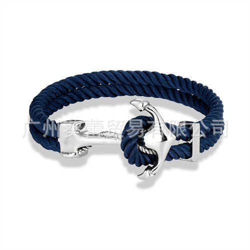 Charm Bracelets Classic navy style stainless steel anchor bracelet for mens casual double stranded multi-color sailing surfing bracelet H25220