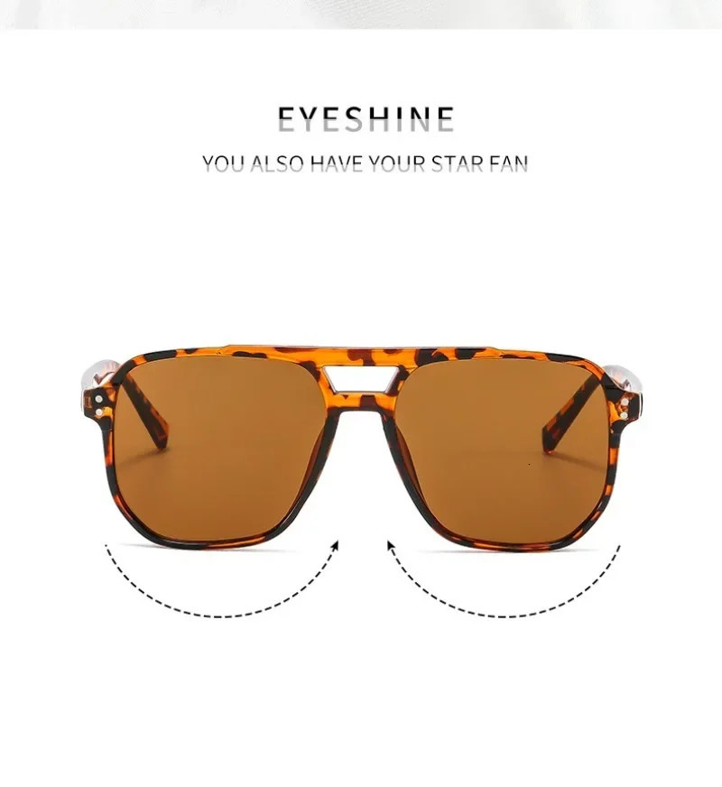 Vintage Square Sunglasses for Women Men Thick Frame Double Bridges Eyewear Female Chic Polygon Sun Glasses UV400 Shades 250219