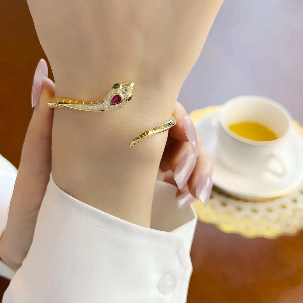 Bracelet Curve Golden Snake European Exquisite Jewelry Bohemian Womens Gift Summer High Quality Solid Silver 925 Silver Bracelet 250220
