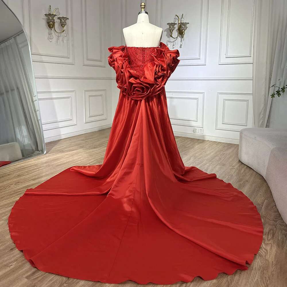 Hill Serene Customized Red Long Cape Pearls Beaded Mermaid Evening Dresses Gowns For Formal Ocn BLA A mal