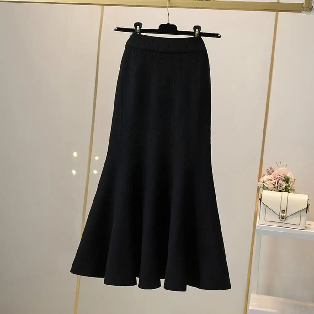 Breathable fish tail long skirt elegant high waisted office ladies breathable viscose fiber 250220