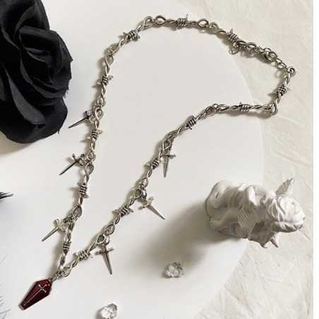 Pendant Necklaces Yk2 Spicy Girl Style Dark Coffin Cross Sword Thorn Necklace Harajuku Hip-hop Street Sweater Chain H25219