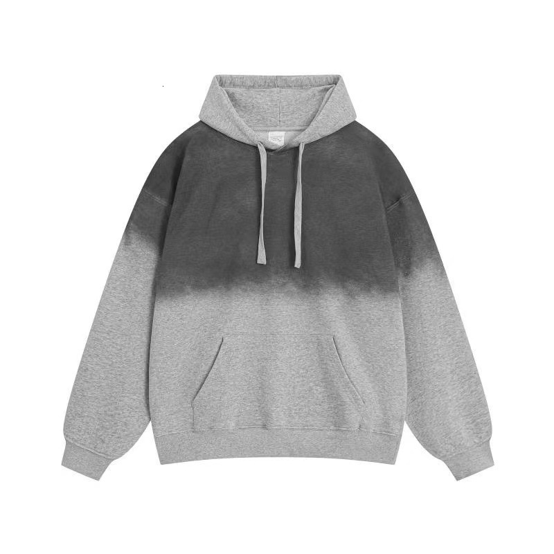 American style high street AC vintage autumn and winter new hooded sweatshirt with hanging dyed frayed letters 1996 washed loose fit men 240819