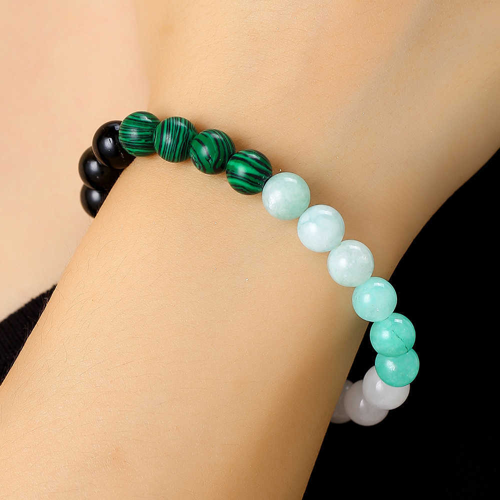 Charm Bracelets Hot selling tiger eye bracelet handmade bead elastic bracelet for men and women obsidian green peacock couple lucky bracelet H25220