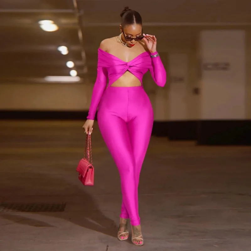 Leosoxs Women Hollow Out Sexy Party Clubwear Long Sleeve Jumpsuits Winter Autumn Slash Neck Crop One Piece Suit Rompers 250220