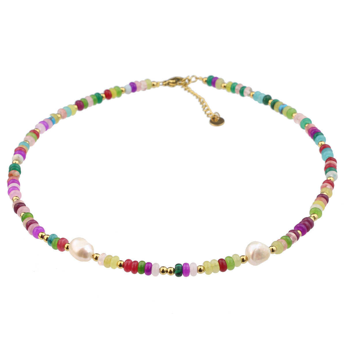 Pendant Necklaces Spring and summer dopamine colored agate bead necklace for women versatile and high-end freshwater pearls that do not fade collarbon
