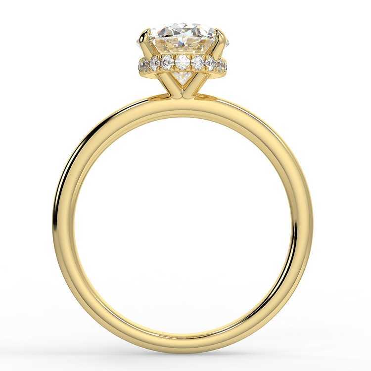 AAA Gems Oval Cut Hide Halo Ring DEF VVS Moissanite Gemstone 14K 18K Solid Gold Wedding Ring