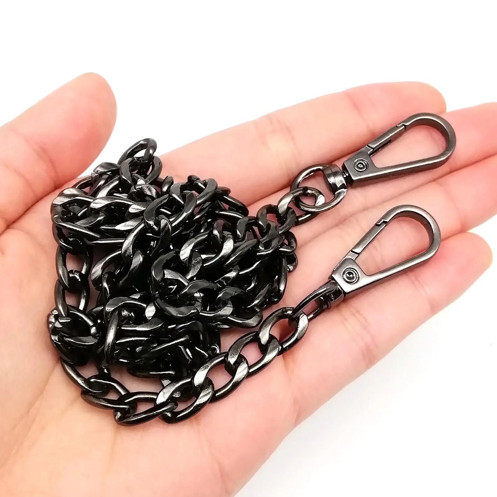 Metal 40 60 80 100 120cm handbag wallet chain leather shoulder bag cross strap replacement fixed 2 buckles snap clip 3 colors 250213
