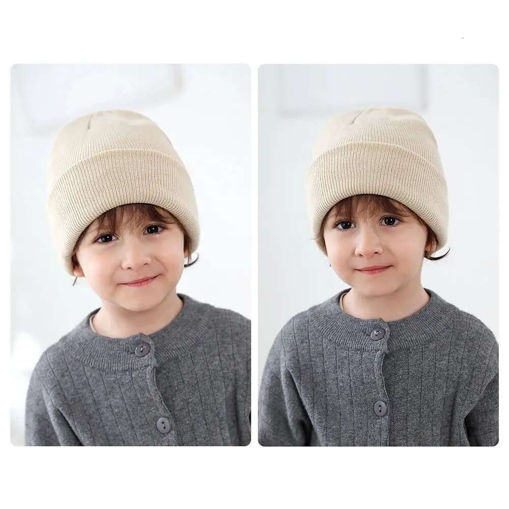 Ddmyshoesvip 2-6 Years Kids Winter Trendy Solid Soft Knit Warm Beanies Baby Beanie Hat For Boys Girls