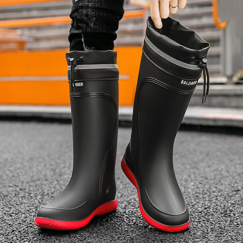 Rain shoes mens waterproof rainproof boots four season soft soles nonslip comfort outdoor work water males 250219