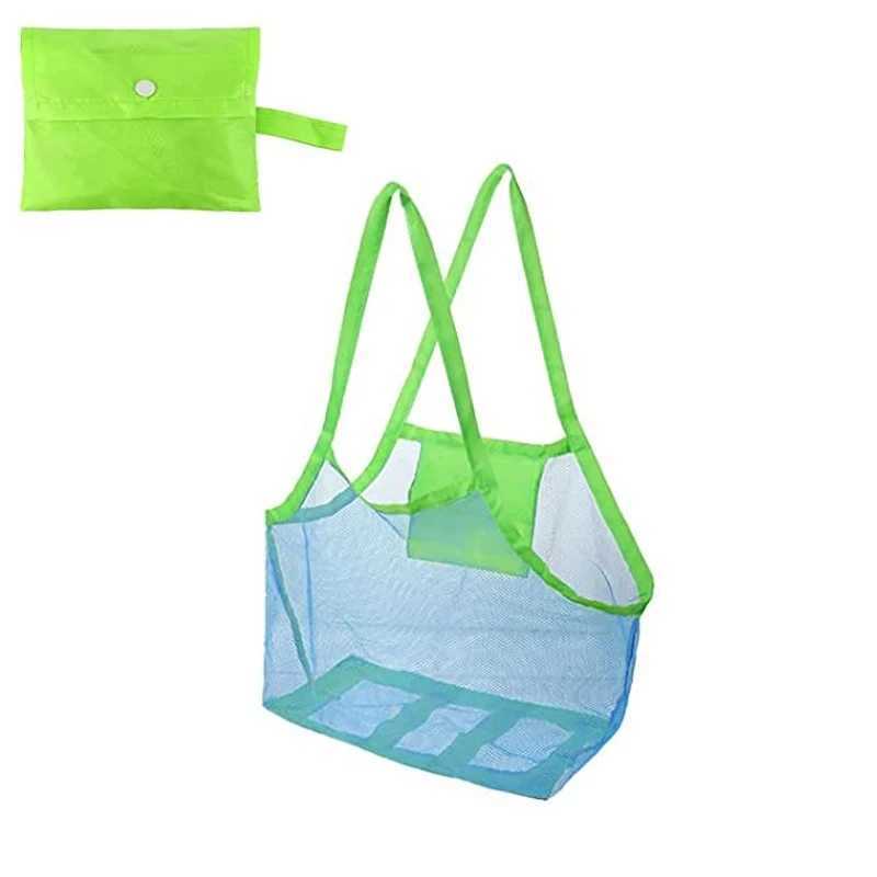 1pc Multicolor Large Mesh Beach Bag Sand-Away Portable Tote With Convenient Hanging Hole Breathable Foldable Storage For Toys Z250219