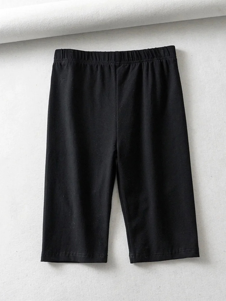 sexy women cotton high waist elastic pure color slim KneeLength biker shorts female 250214
