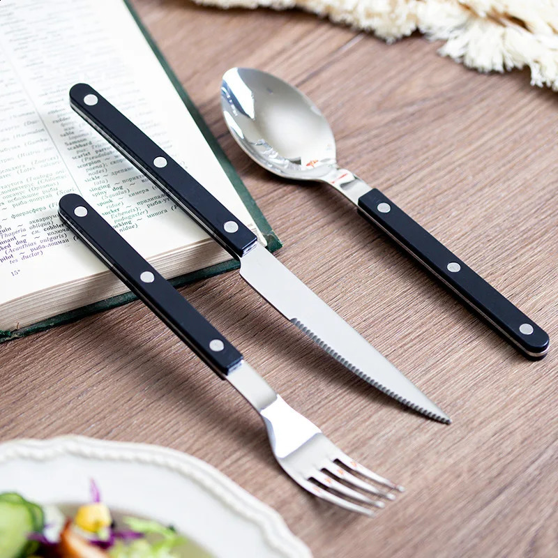 24Pcs France Style Fashion Cutlery Set 18/10 Stainless Steel Gift Flatware 304 Knife Fork Spoon Dinnerware for 6 Drop 250214