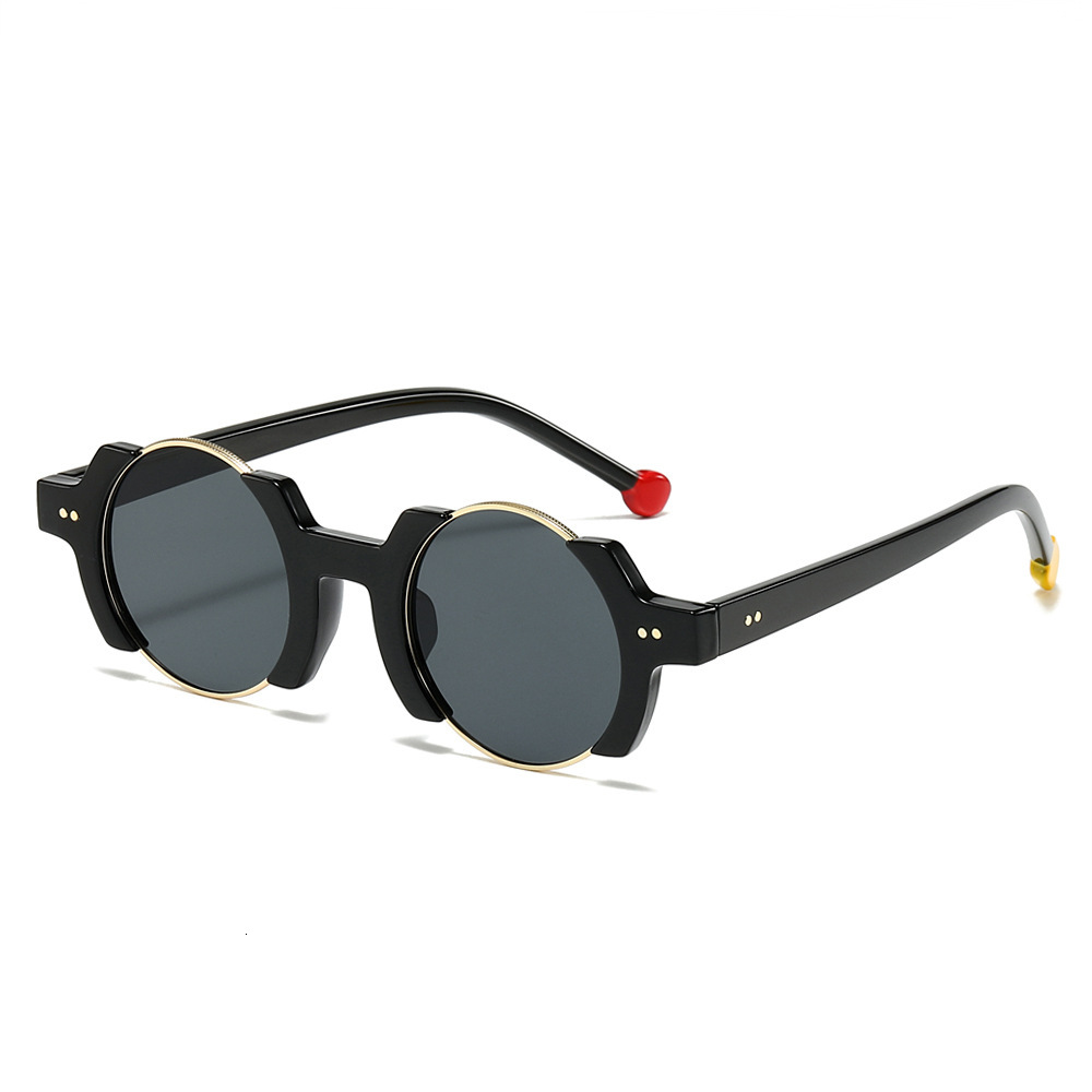2025 cross-border new round glasses fashion personality hip hop fashion star flashy sunglasses contrast shades for men and women