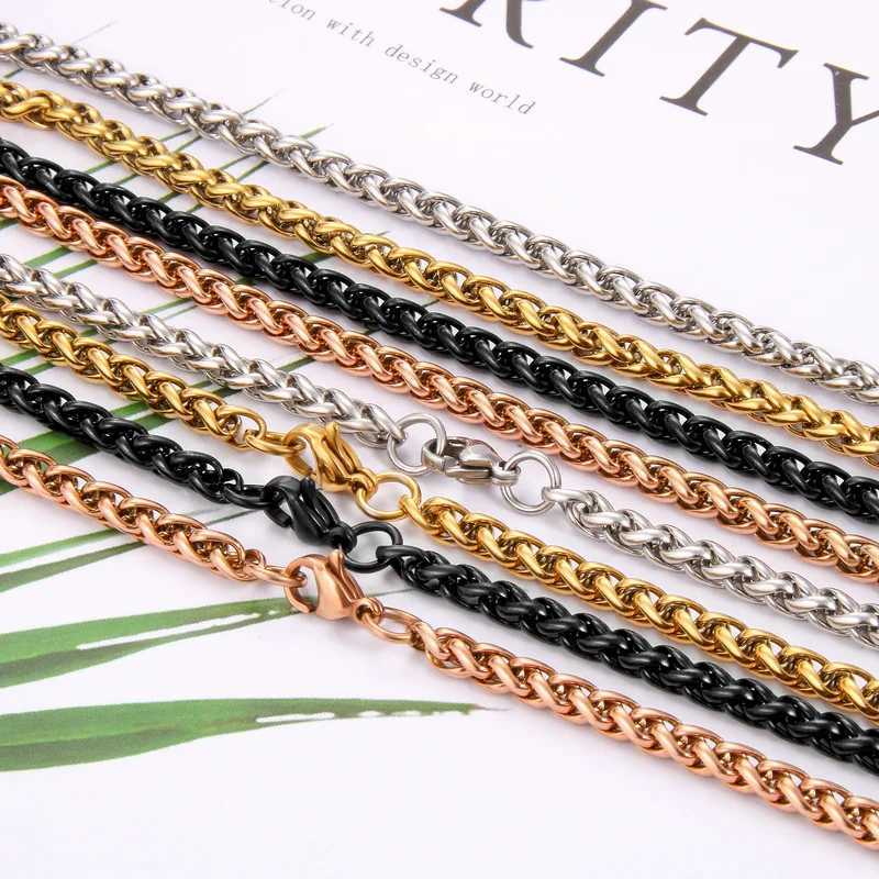HNSP 3MM-6MM STAINL STEEL TWIST CHAIN NECKLACE FOR MEN Male Punk Neck Jewelry Pendant Accories WholesaleXJ250219