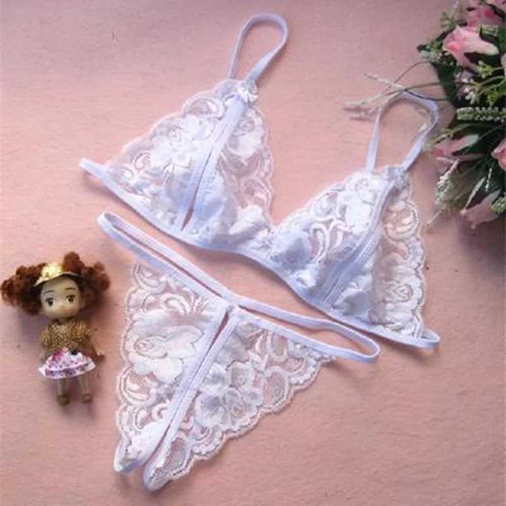 Sexy Lace Lingerie Set Sensual Women Hollow Out Transparent Women Erotic Underwear Set Porn Bra Sex G-string Panties Lingerie W250220