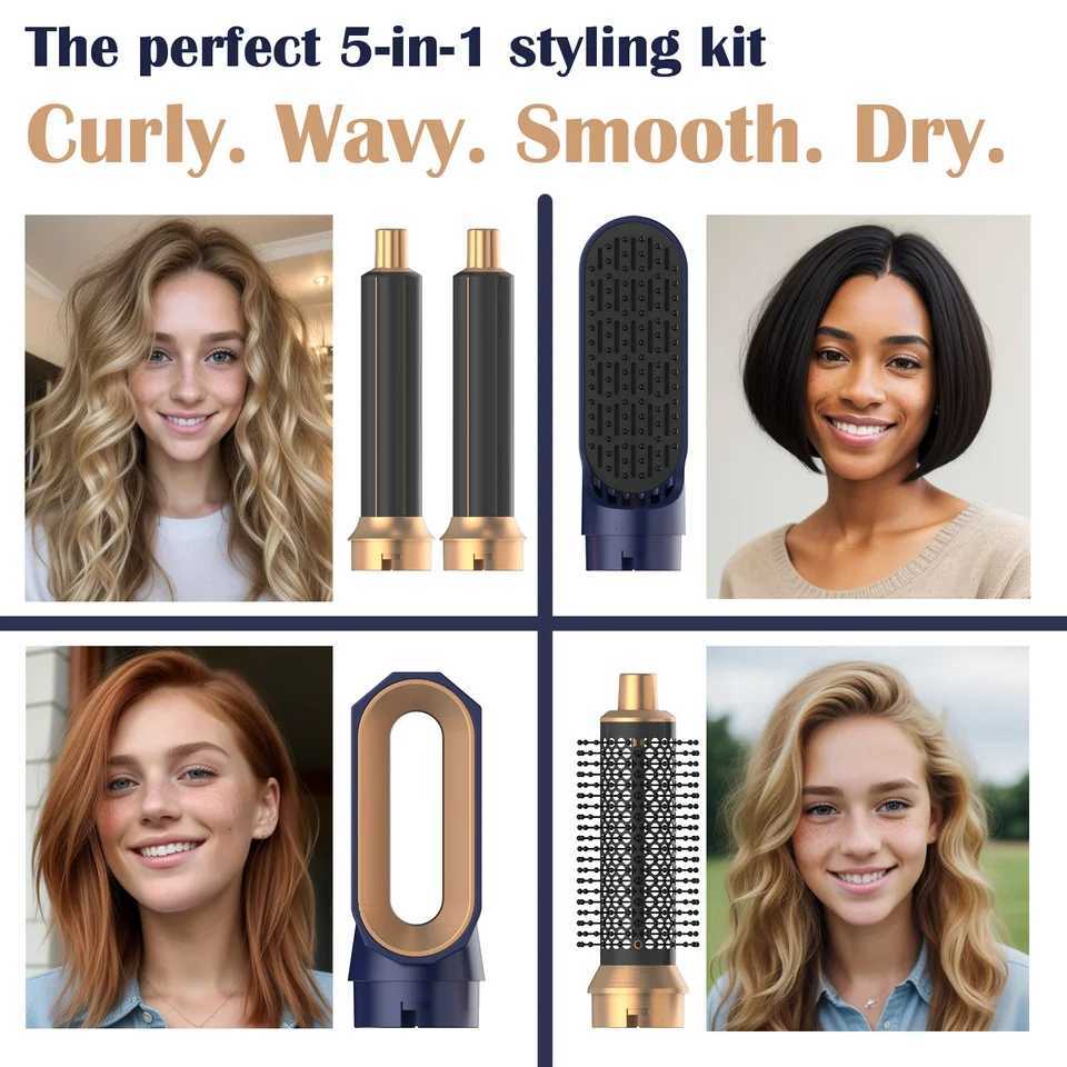 New 5-in-1 hair dryer hot comb set professional curling iron straightener styling tool for hair dryer Ho W250220