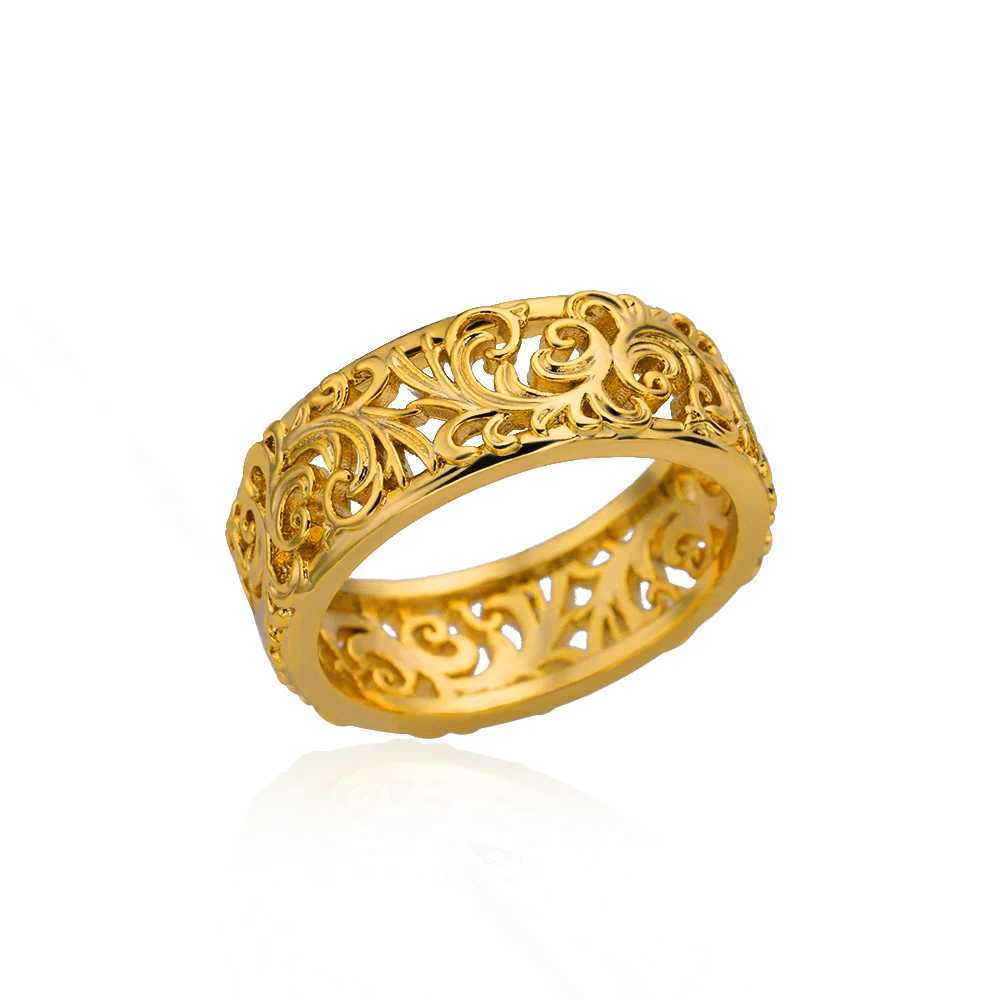 Hollow Flower Rings For Wen Gold Color Stainless Steel Ring Fem Engagement Wedding Party Finger Jewelry Gift 2024 Trend X250220