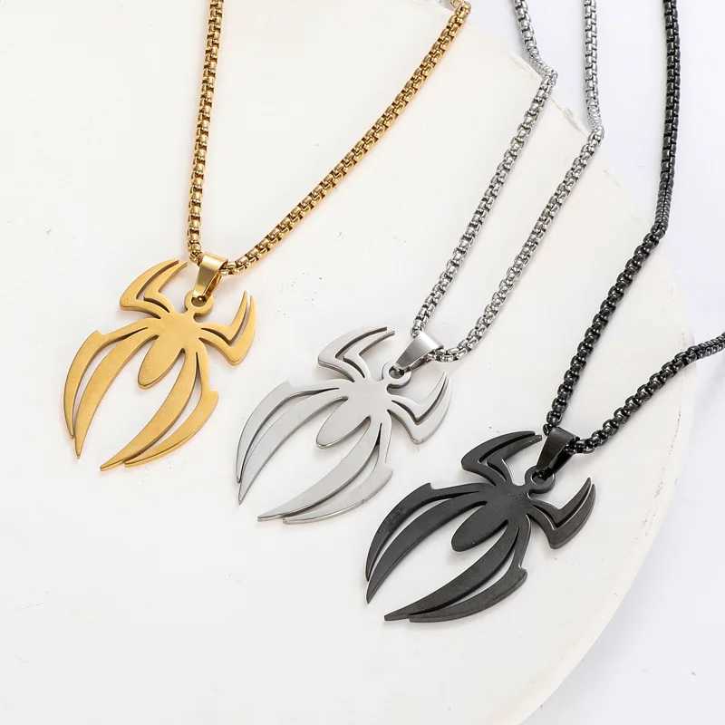 Hip Hop Spider Pendant Chain Necklaces For Men Gothic Neck Chains Punk Insect Vintage Necklace Men Streetwear GiftsXJ250219