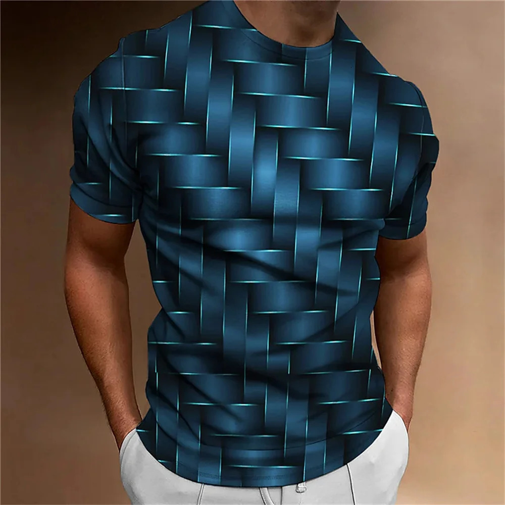 2023 Simple Mens Tshirt Geometric Pattern 3D Printing Top Daily Casual Clothing Loose and Large Retro Sportswear for Men 250213