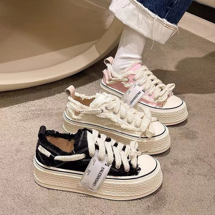 Canvas Women's Designer Shoes 2025 New Breathable Multifunctional Fashion Personality Woven Thick Sole White Shoes Women's Shoes Fashion Tre