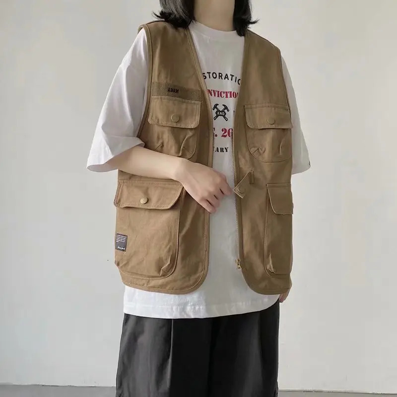 Vests Women Japanese Style Vintage Safari Solid Sleeveless Summer All-match Loose Street Wear V-neck Comfortable College 250219