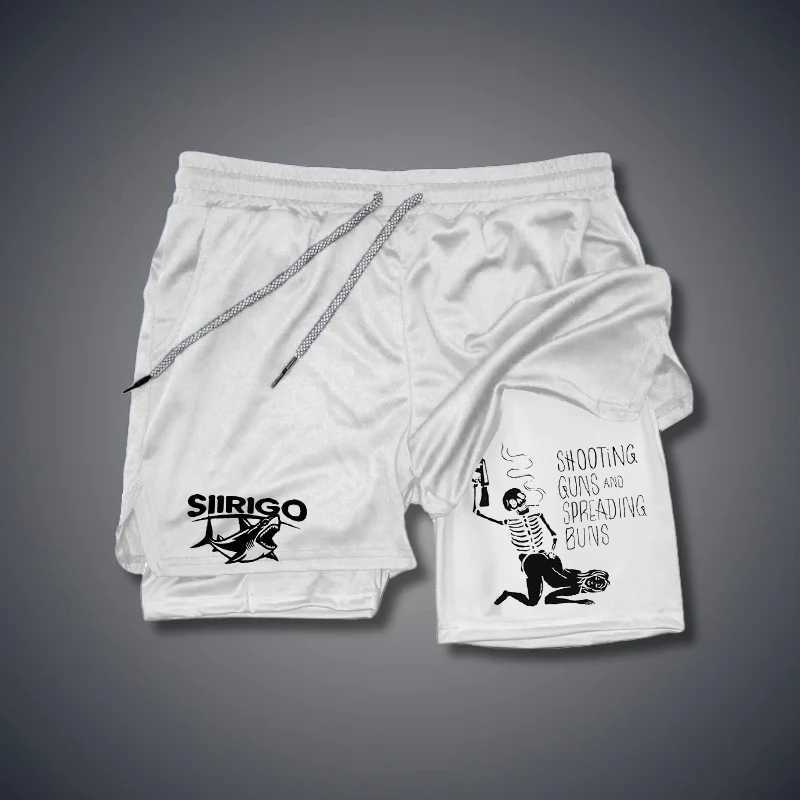 Mens fitness shorts breathable fast drying printed double-layer shorts summer sports and leisure training jogging shorts XS-3XL X250220