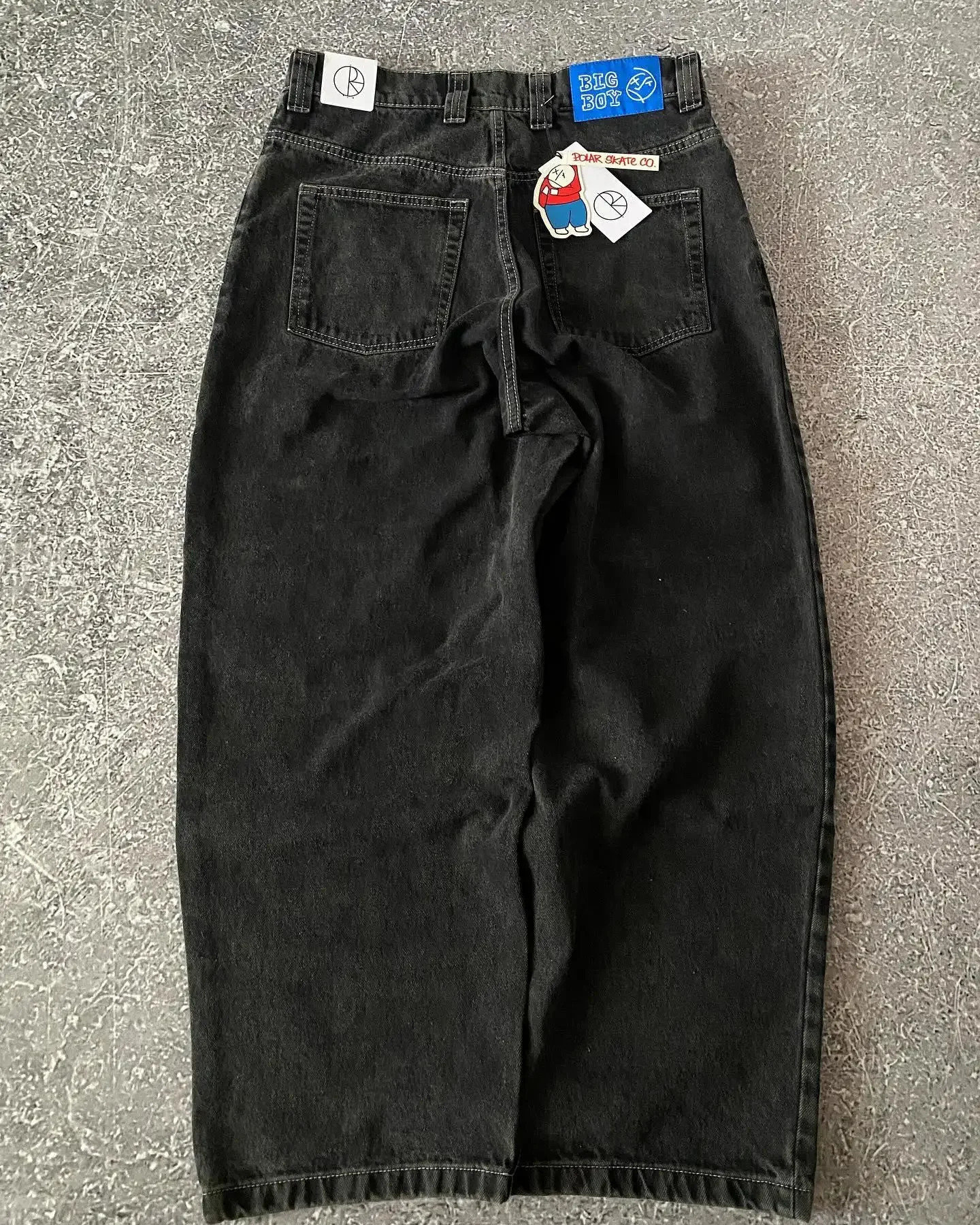 Harajuku Gothic Streetwear Polar Big Boy Jeans Japanese Hip Hop Cartoon y Baggy Jean Black Pant High Waisd Wide Trouser 250219