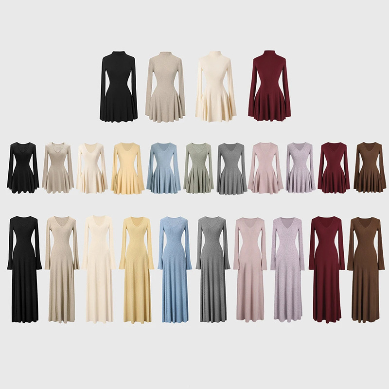 L212195 long-sleeved dress knitted skirt slimming universal inner wear bottoming hip skirt A skirt