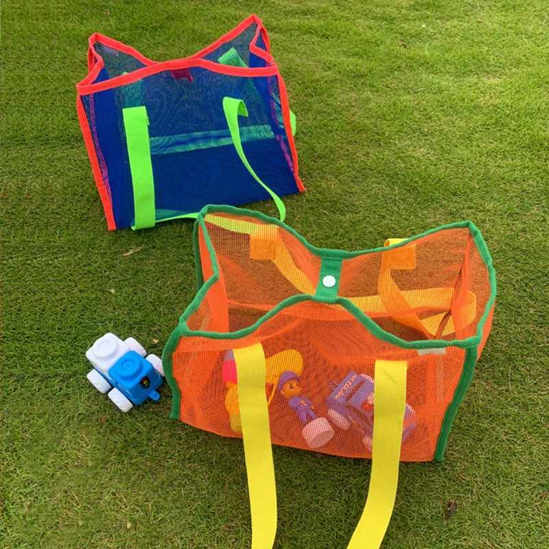 Summer Ins Large Capacity Beach Bags Mesh Hollow Portable Swimming Shopping Tote Outdoor Travel Bag Toy Storage Handle Tote Z250219